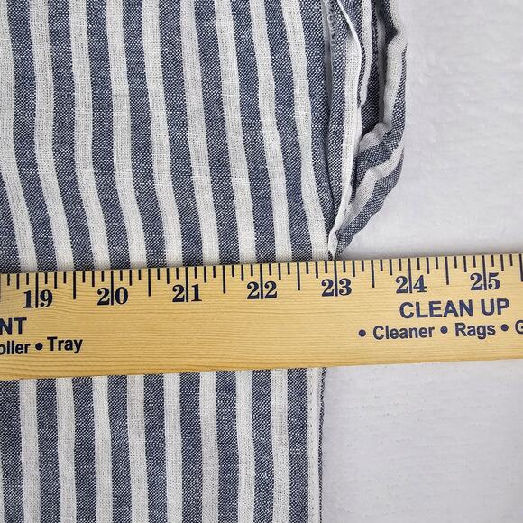 Orvis Linen Shirt Large Womens Striped Blue White Button Up Boxy Boho Lagenlook - Picture 7 of 16